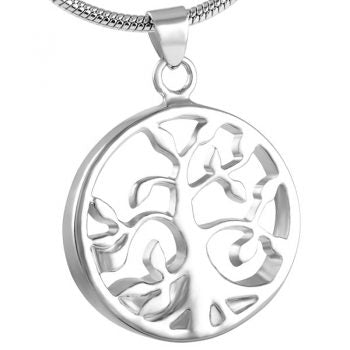 Stainless Steel Cremation Urn Pendant with Chain – Tree of Life-Jewelry-Bogati-Afterlife Essentials
