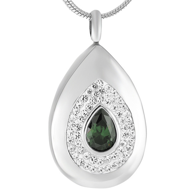 Teardrop Pendant with Colorful Stones – Emerald Green-Jewelry-Bogati-Afterlife Essentials