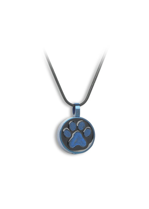 Circle with Paw Print – Pendant with Chain-Jewelry-Bogati-Blue-Afterlife Essentials