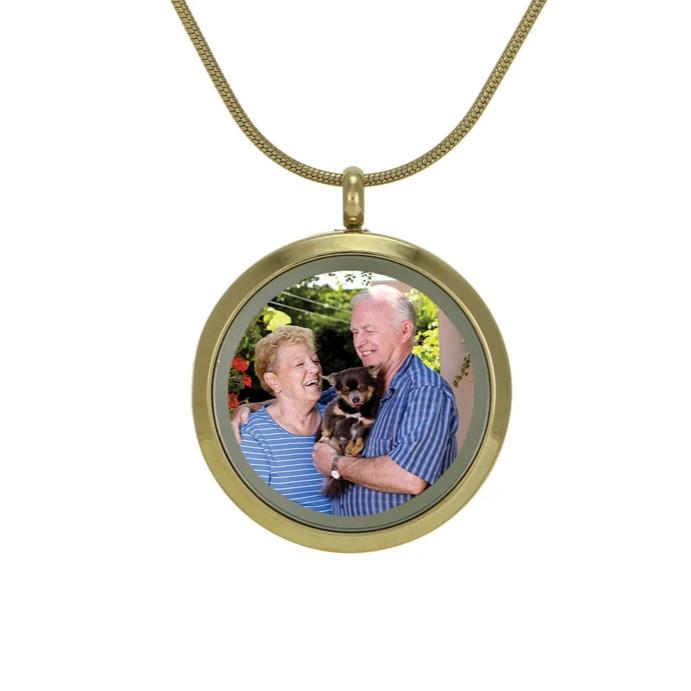 Round Pendant Companion Photo Necklace Cremation Jewelry-Jewelry-Terrybear-Bronze-Afterlife Essentials