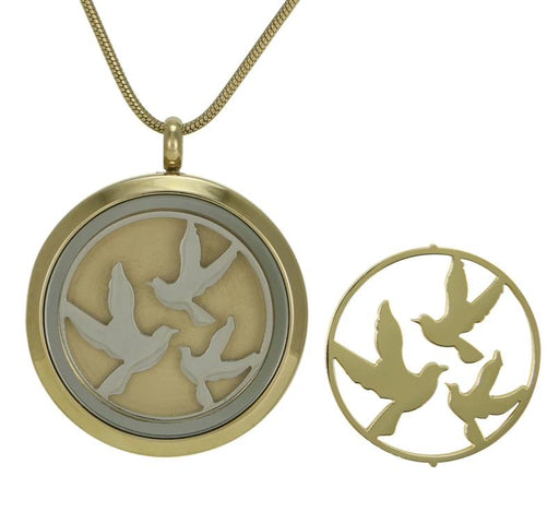 Round Pendant Birds Necklace Cremation Jewelry (2 inserts)-Jewelry-Terrybear-Afterlife Essentials
