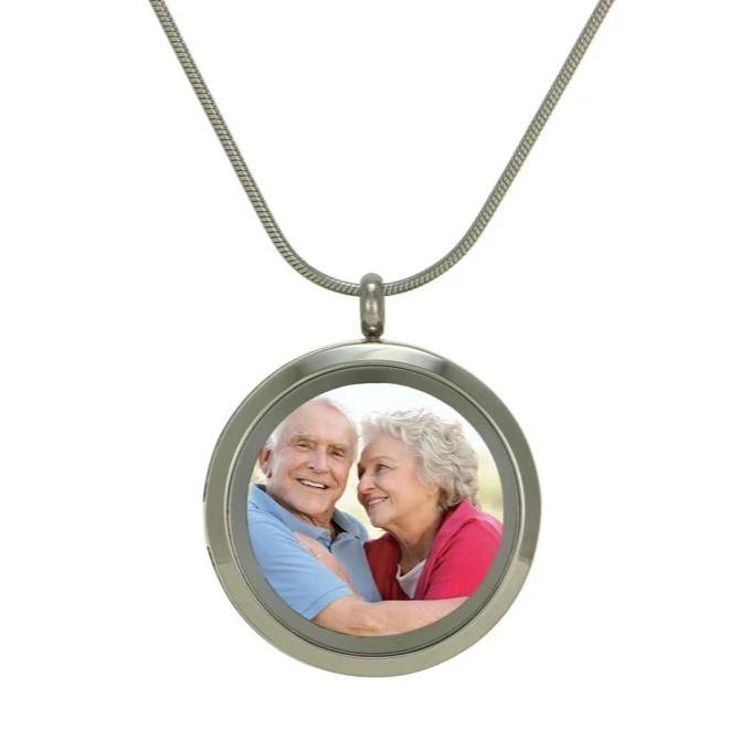 Round Pendant Photo Necklace Cremation Jewelry-Jewelry-Terrybear-Pewter-Afterlife Essentials