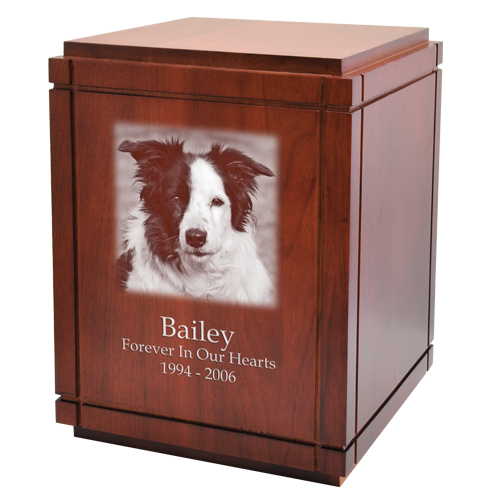 Cherry Finish Grooved Vertical Wood Pet Dog 350 cu in Cremation Urn-Cremation Urns-New Memorials-Afterlife Essentials