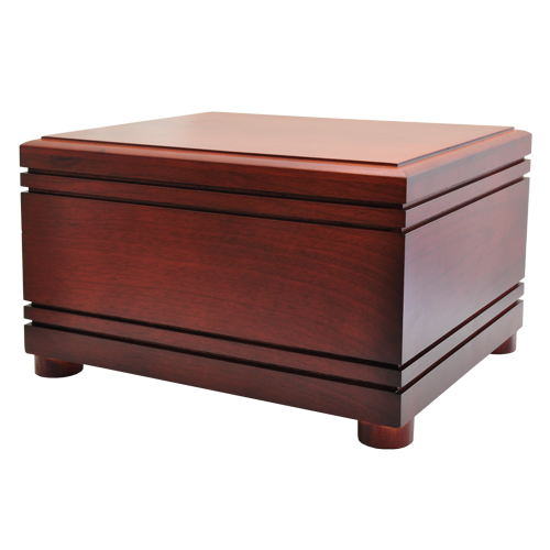 Cherry Finish Grooved Horizontal Wood Urn 350 cu in Cremation Urn-Cremation Urns-New Memorials-Afterlife Essentials