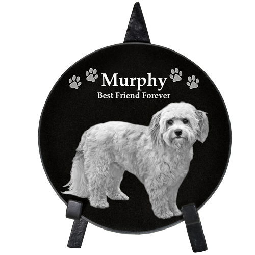 Pet Photo Engraved Black Marble Circle 12"-Memorial Stone-New Memorials-Afterlife Essentials
