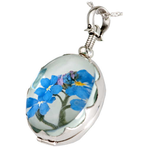 Victorian Glass Oval Scalloped Locket (Not For Ashes) Pet Cremation Jewelry-Jewelry-New Memorials-Afterlife Essentials