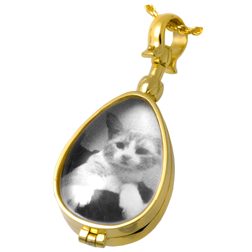 Glass Teardrop Victorian Locket (Not For Ashes) Pet Cremation Jewelry-Jewelry-New Memorials-Afterlife Essentials