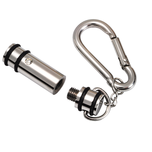 Stainless Steel Striped Cylinder W/ Crystal Keychain-Jewelry-New Memorials-Afterlife Essentials