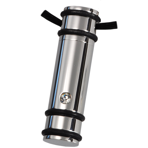 Stainless Steel Striped Cylinder W/ Crystal Pendant-Jewelry-New Memorials-Afterlife Essentials
