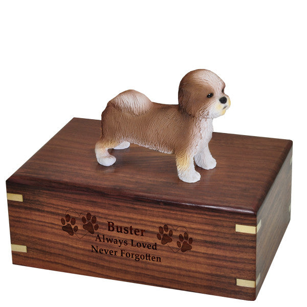 Shih-Tzu Puppycut Tan Pet Wood Cremation Urn-Cremation Urns-New Memorials-Afterlife Essentials