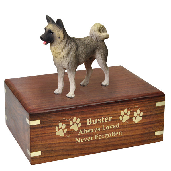 Akita Gray Pet Wood Cremation Urn-Cremation Urns-New Memorials-Afterlife Essentials