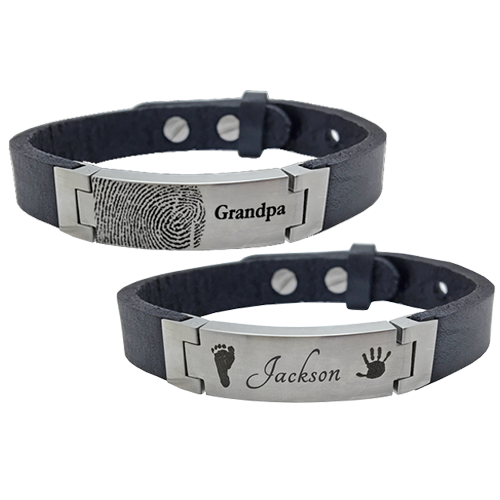 Personalized Stainless Steel Leather Bracelet-Jewelry-New Memorials-Afterlife Essentials