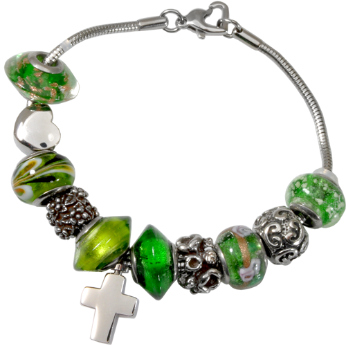 Remembrance Beads Emerald Green Charm Bracelet Cremation Jewelry-Jewelry-New Memorials-Afterlife Essentials