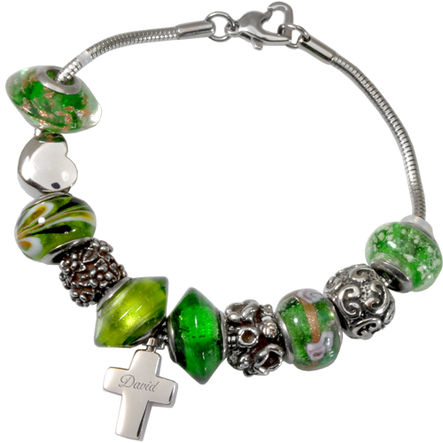Remembrance Beads Emerald Green Charm Bracelet Cremation Jewelry-Jewelry-New Memorials-Afterlife Essentials