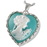 Heart Cameo Marine Green Cremation Jewelry-Jewelry-New Memorials-Free Black Satin Cord-Afterlife Essentials