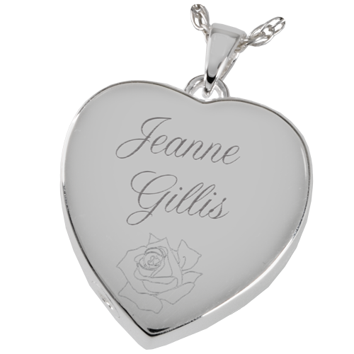 Heart Cameo Marine Green Cremation Jewelry-Jewelry-New Memorials-Free Black Satin Cord-Afterlife Essentials