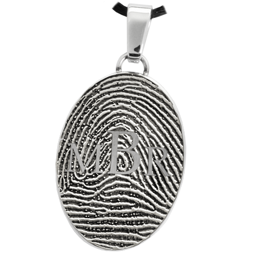 Oval Fingerprint with Monogram Cremation Jewelry-Jewelry-New Memorials-Afterlife Essentials