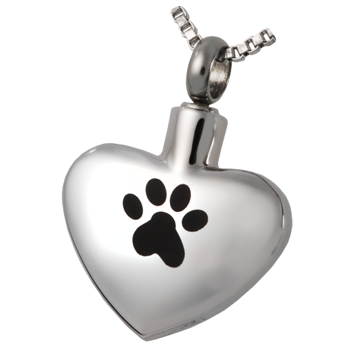 Pet Cremation Jewelry Stainless Steel Paw My Heart - Wide Heart-Jewelry-New Memorials-Afterlife Essentials