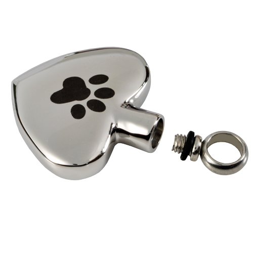 Pet Cremation Jewelry Stainless Steel Paw My Heart - Wide Heart-Jewelry-New Memorials-Afterlife Essentials