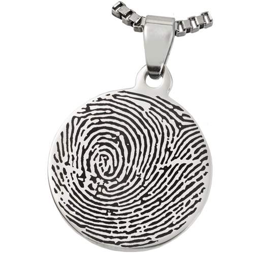 Stainless Steel Round Fingerprint Fingerprint Memorial Jewelry-Jewelry-New Memorials-Afterlife Essentials