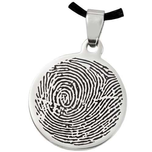 Stainless Steel Round Fingerprint Fingerprint Memorial Jewelry-Jewelry-New Memorials-Rim-Afterlife Essentials