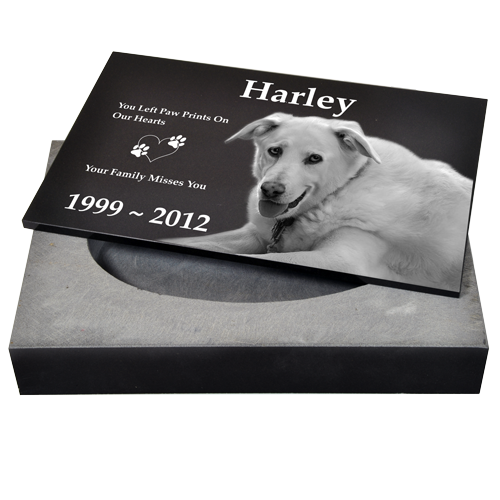 Granite Pet Photo Cremation Urn Pet Photo Laser Engraved Granite Flat Headstone-Cremation Urns-New Memorials-12"L x 8"W x 2"H-50 lbs or less-Afterlife Essentials
