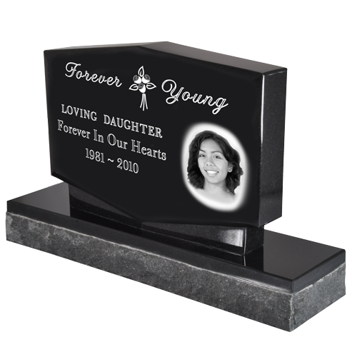 Photo Laser Engraved Granite Headstone- Diamond-Headstones-New Memorials-Afterlife Essentials