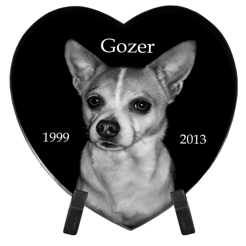 Pet Photo Engraved Black Marble Heart 12"H-Memorial Stone-New Memorials-Afterlife Essentials