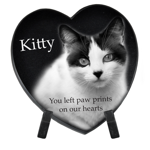 Pet Photo Engraved Black Marble Heart 5"H-Memorial Stone-New Memorials-Afterlife Essentials