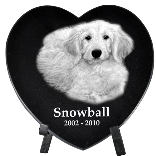 Pet Photo Engraved Black Marble Heart 8"H-Memorial Stone-New Memorials-Afterlife Essentials