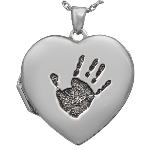 Heart Double Photo Locket Handprint Fingerprint Pendant Memorial Jewelry-Jewelry-New Memorials-Afterlife Essentials
