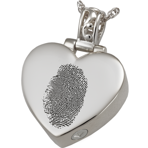 Heart Filigree Bail Fingerprint Pendant Cremation Jewelry-Jewelry-New Memorials-Sterling Silver-Natural Fingerprint-Afterlife Essentials