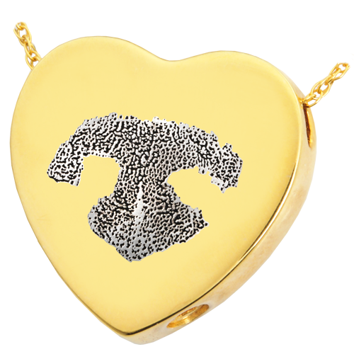 B&B Heart Actual Noseprint Pet Cremation Jewelry-Jewelry-New Memorials-14K Solid Yellow Gold (allow 4-5 weeks)-Chamber (for ashes)-Afterlife Essentials