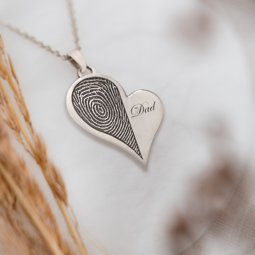 Double-Print Fingerprint with Ampersand Teardrop Heart Cremation Jewelry-Jewelry-New Memorials-Afterlife Essentials