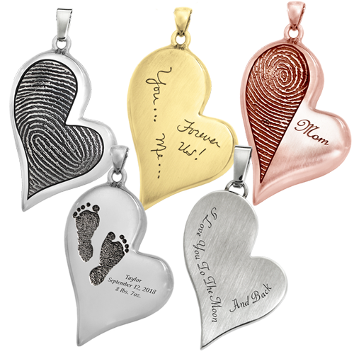 B&B Teardrop Heart 2 Pawprints Pendant Cremation Jewelry-Jewelry-New Memorials-Afterlife Essentials
