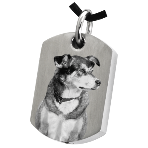 Dog Tag Pet Photo Pendant Cremation Jewelry-Jewelry-New Memorials-Stainless Steel-Chamber (For Ashes)-Free Black Satin Cord-Afterlife Essentials