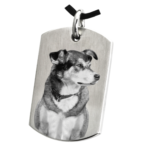 Dog Tag Pet Photo Pendant Cremation Jewelry-Jewelry-New Memorials-Stainless Steel-No Chamber (Flat)-Free Black Satin Cord-Afterlife Essentials