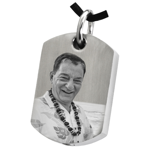 Dog Tag Photo Pendant Cremation Jewelry-Jewelry-New Memorials-Stainless Steel-Chamber (For Ashes)-Free Black Satin Cord-Afterlife Essentials