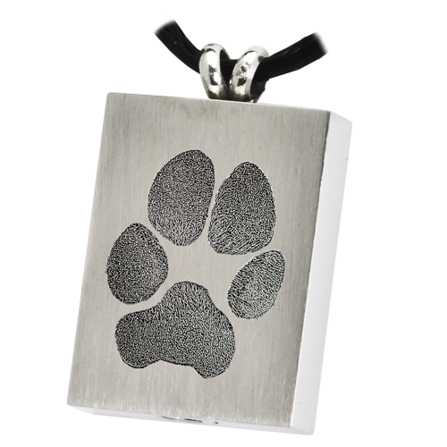 B&B Rectangle Actual Pawprint Cremation Jewelry-Jewelry-New Memorials-Afterlife Essentials