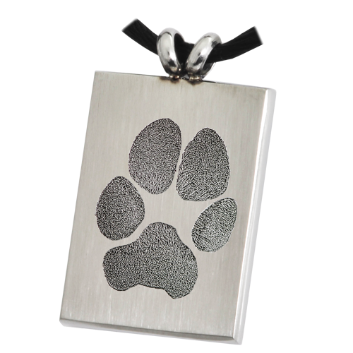 B&B Rectangle Actual Pawprint Cremation Jewelry-Jewelry-New Memorials-Afterlife Essentials