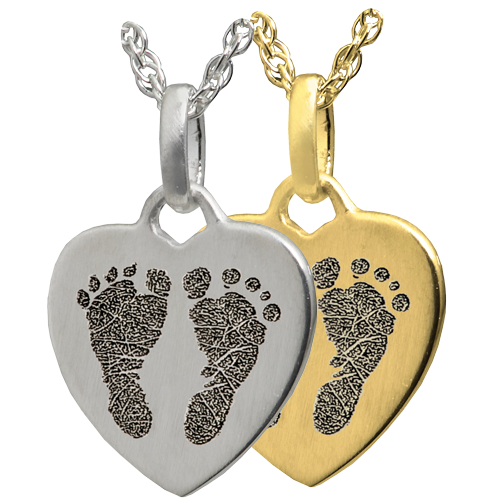 Petite Heart 2 Footprints Cremation Jewelry-Jewelry-New Memorials-Afterlife Essentials