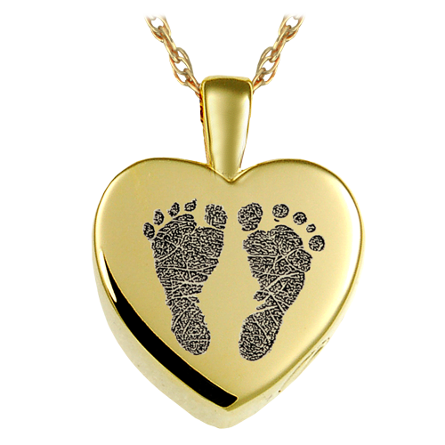 Petite Heart 2 Footprints Cremation Jewelry-Jewelry-New Memorials-Afterlife Essentials