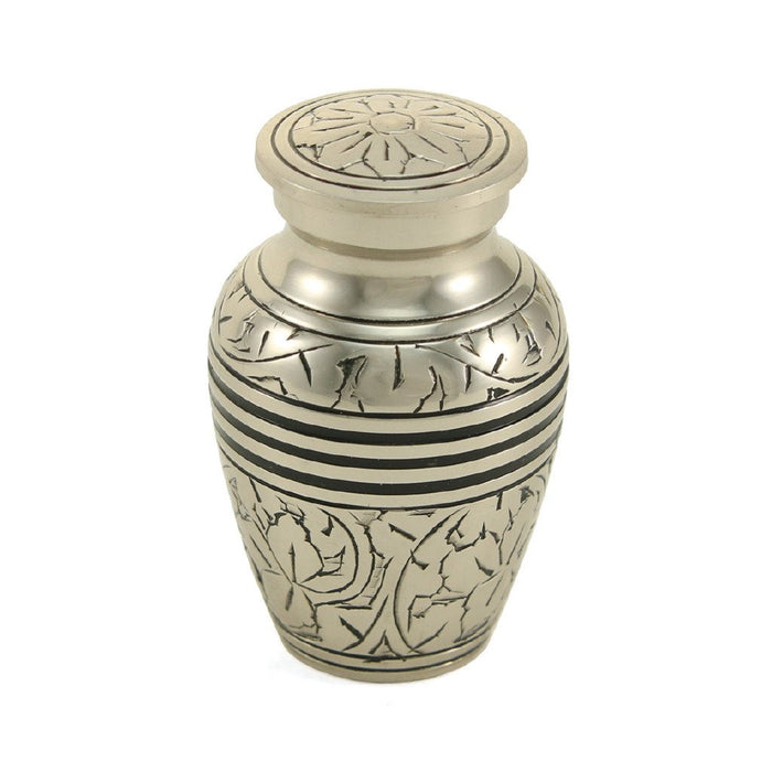 Classic Engraved Silver Oak Individual Keepsake with velvet bag Cremation Urn-Cremation Urns-Terrybear-Afterlife Essentials