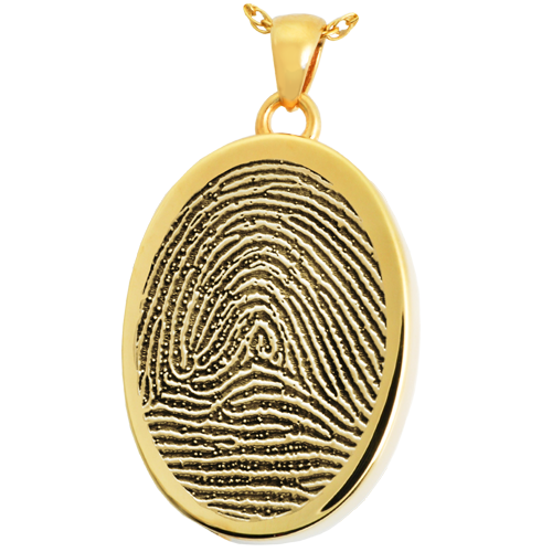 Oval Fingerprint Pendant Cremation Jewelry-Jewelry-New Memorials-14K Solid Yellow Gold (allow 4-5 weeks)-Rim-Chamber (for ashes)-Afterlife Essentials