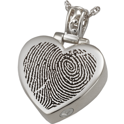 Heart Filigree Bail Fingerprint Pendant Cremation Jewelry-Jewelry-New Memorials-Sterling Silver-Heart-shaped Fingerprint-Afterlife Essentials