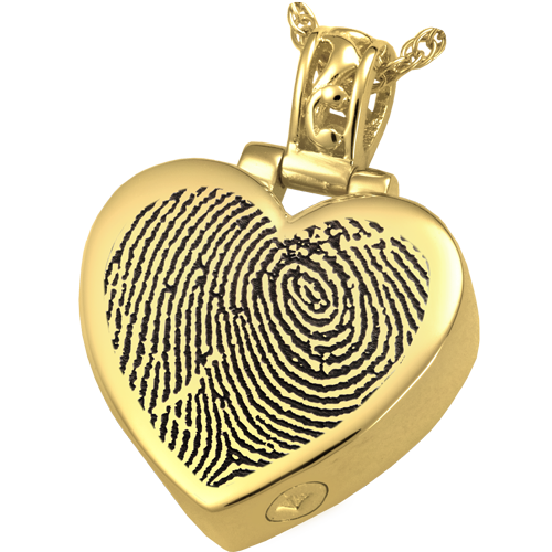 Heart Filigree Bail Fingerprint Pendant Cremation Jewelry-Jewelry-New Memorials-14K Solid Yellow Gold (allow 4-5 weeks)-Heart-shaped Fingerprint-Afterlife Essentials