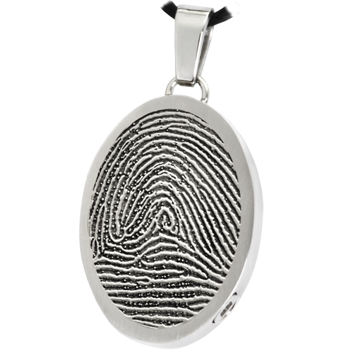 Oval Fingerprint Pendant Cremation Jewelry-Jewelry-New Memorials-Stainless Steel-Rim-Chamber (for ashes)-Afterlife Essentials