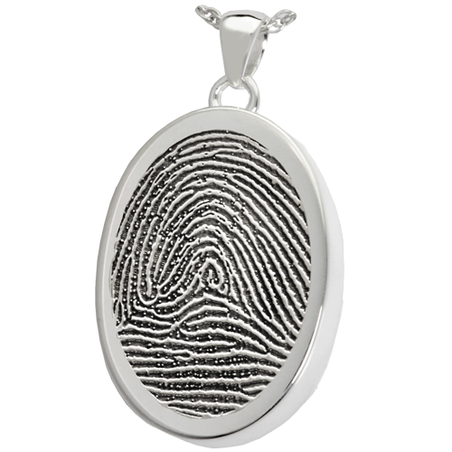 Oval Fingerprint Pendant Cremation Jewelry-Jewelry-New Memorials-925 Sterling Silver-Rim-Chamber (for ashes)-Afterlife Essentials