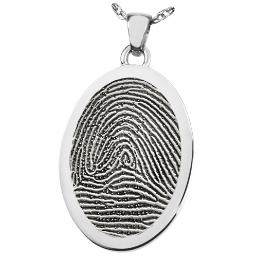Oval Fingerprint Pendant Cremation Jewelry-Jewelry-New Memorials-925 Sterling Silver-Rim-No Chamber (flat)-Afterlife Essentials