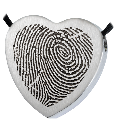 Heart Fingerprint Pendant Cremation Jewelry-Jewelry-New Memorials-Stainless Steel-Rim-No Chamber (flat)-Afterlife Essentials